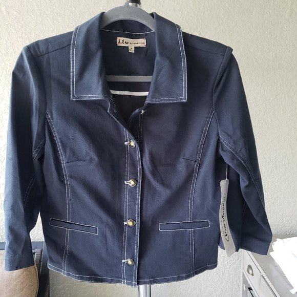 ITW by Claude Brown Buttoned Jacket Blue Sz 8 - Picture 1 of 5
